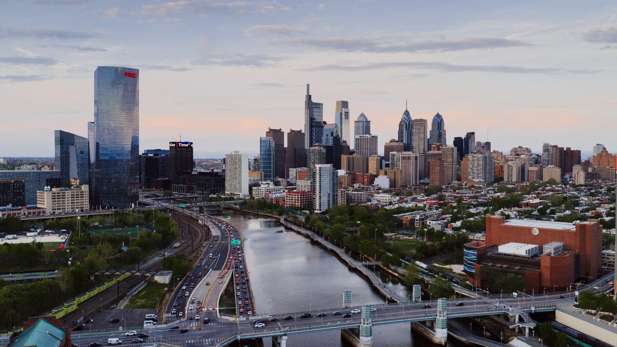 Philadelphia skyline above the Schuylkill River